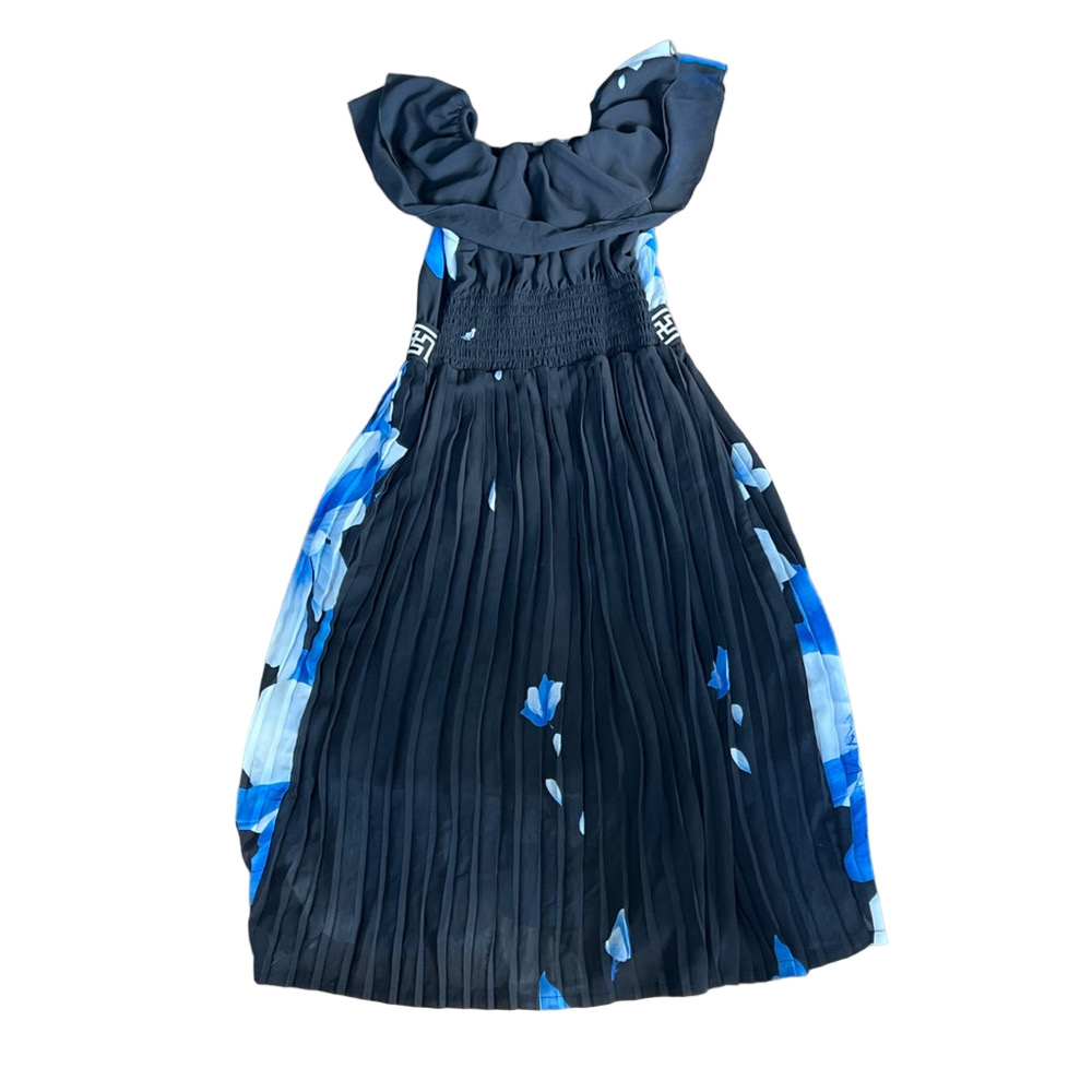 Women’s Elegant Blue Floral Dress - Picture 2 of 3